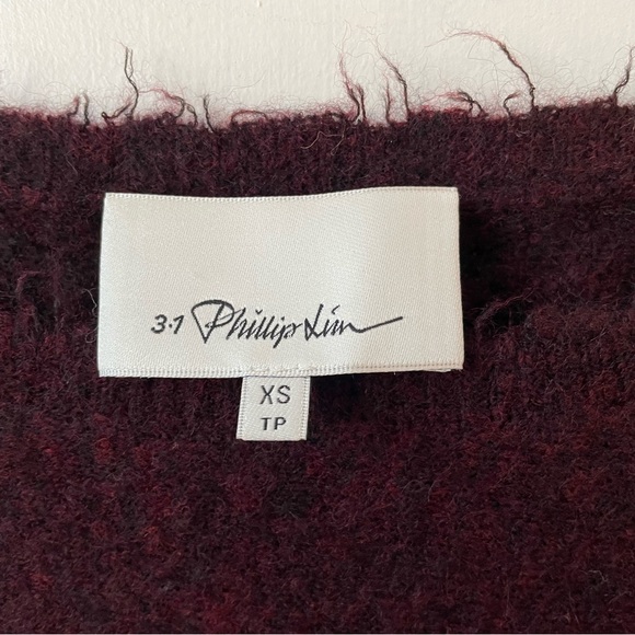 NWOT 3.1 Phillip Lim wool-yak blend boho sweater, burgundy, relaxed fit, XS/S - Picture 8 of 9